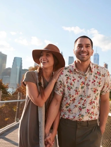 young couple sightseeing in the city